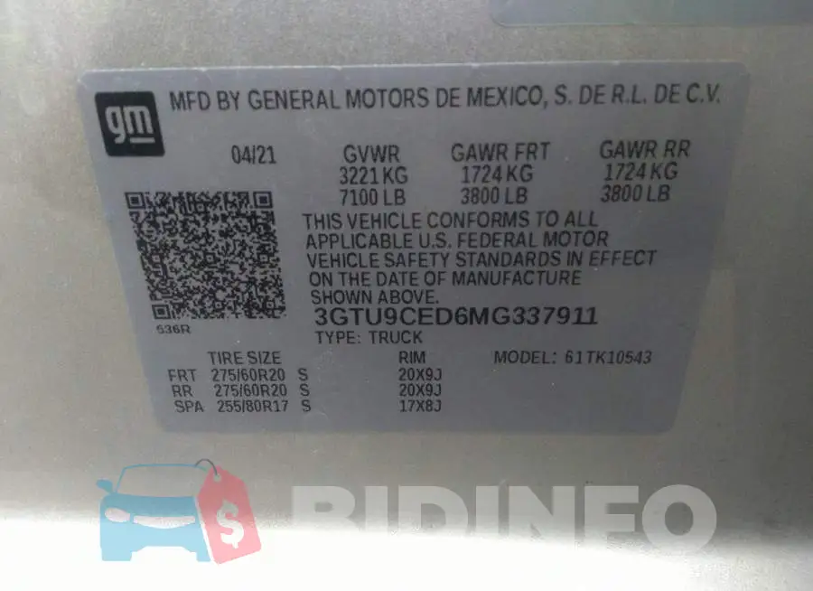 3GTU9CED6MG337911 Photo# 9