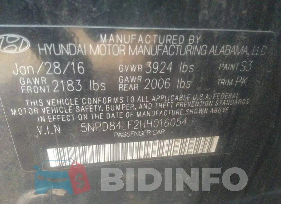 5NPD84LF2HH016054 Photo# 9