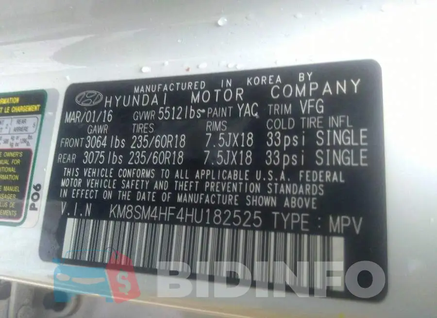 KM8SM4HF4HU182525 Photo# 9