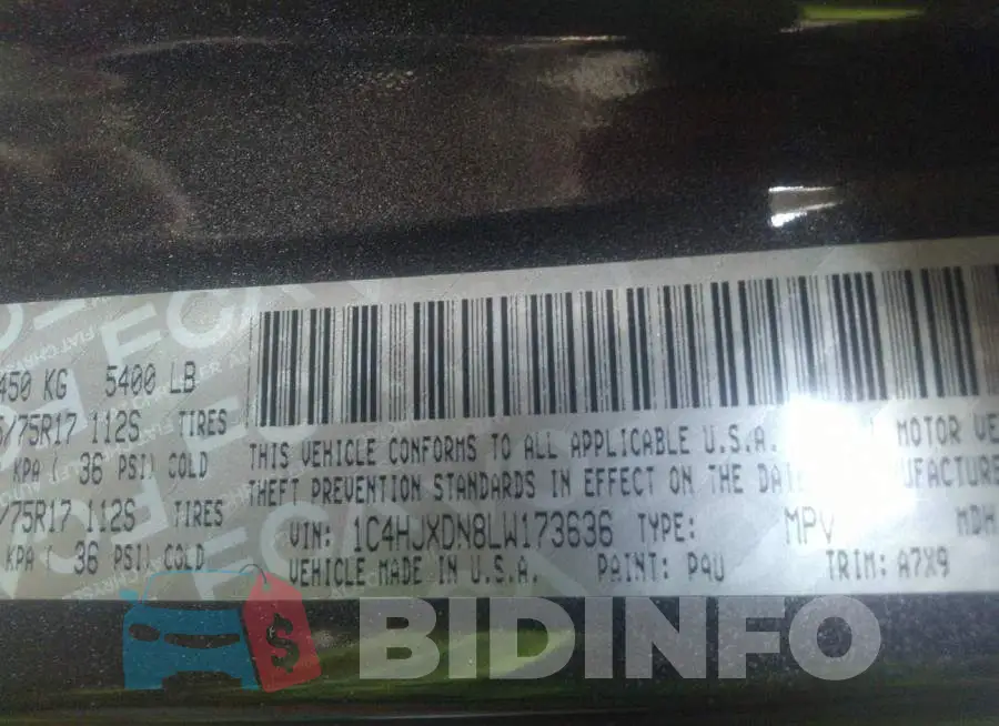 1C4HJXDN8LW173636 Photo# 9
