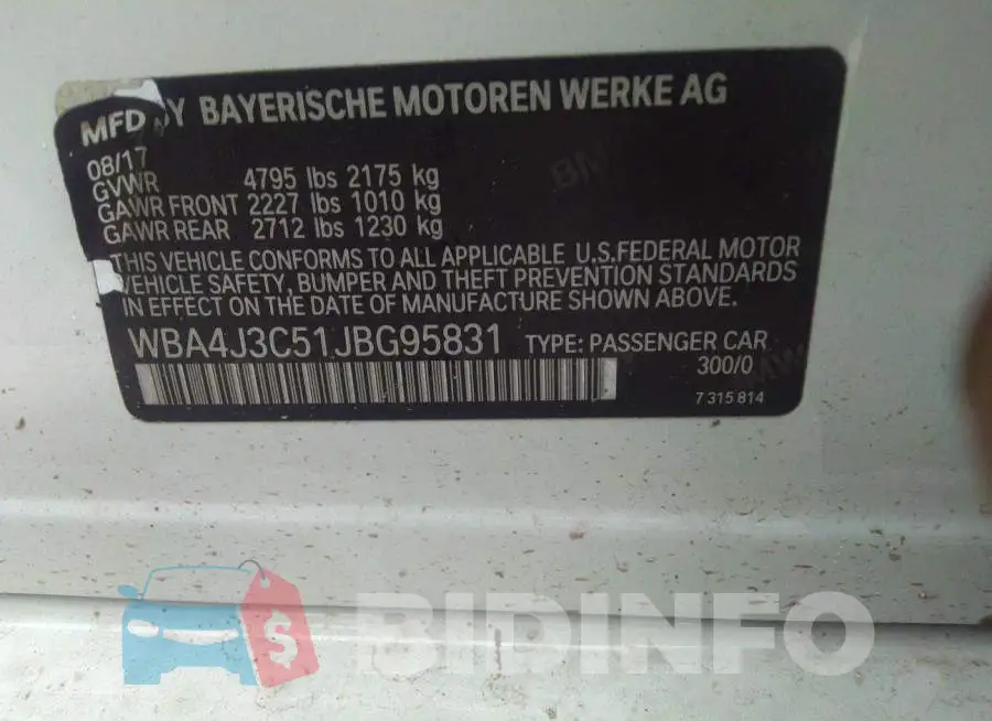 WBA4J3C51JBG95831 Photo# 9