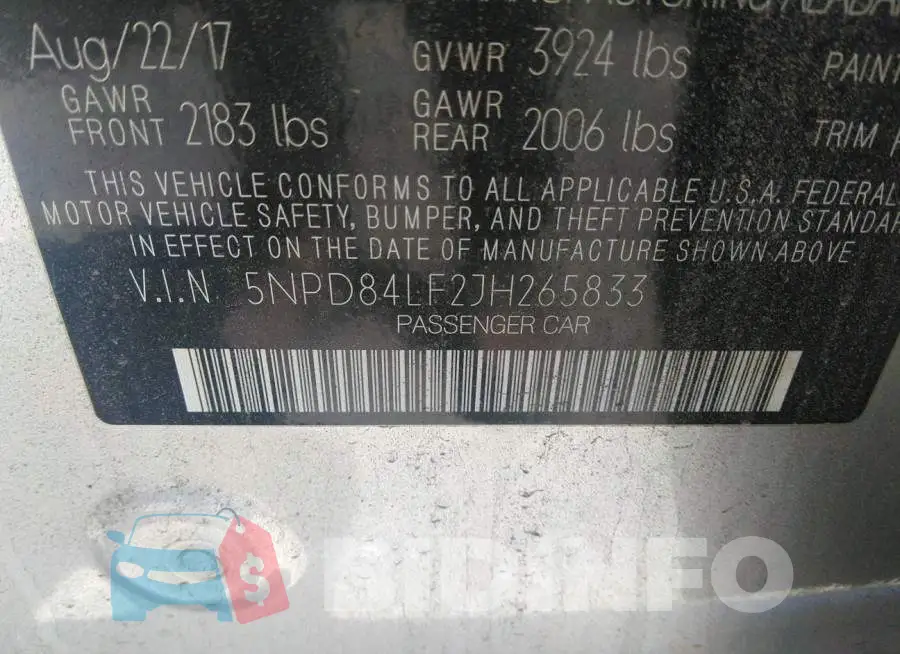5NPD84LF2JH265833 Photo# 9 5NPD84LF2JH265833 Photo# 9
