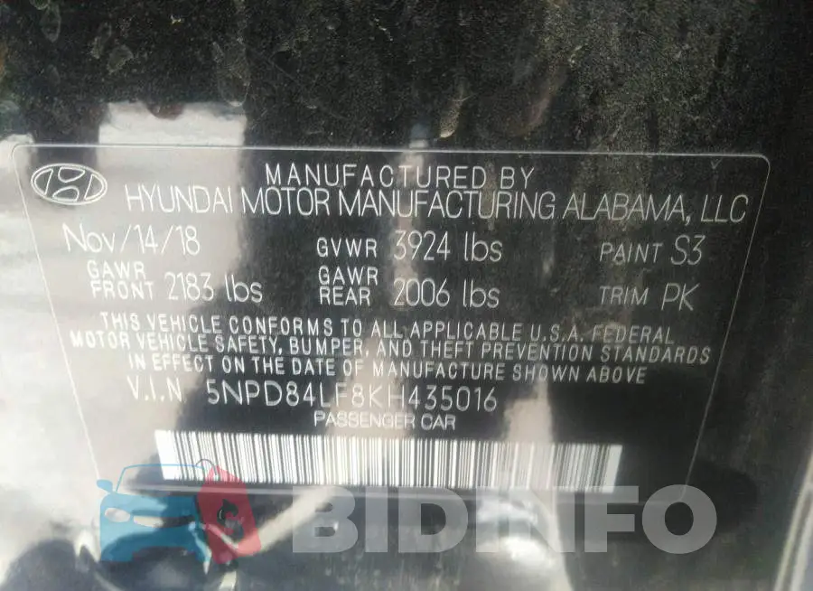 5NPD84LF8KH435016 Photo# 9