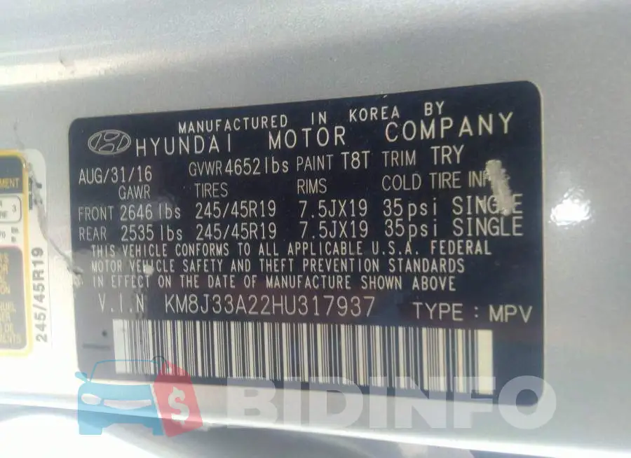 KM8J33A22HU317937 Photo# 9