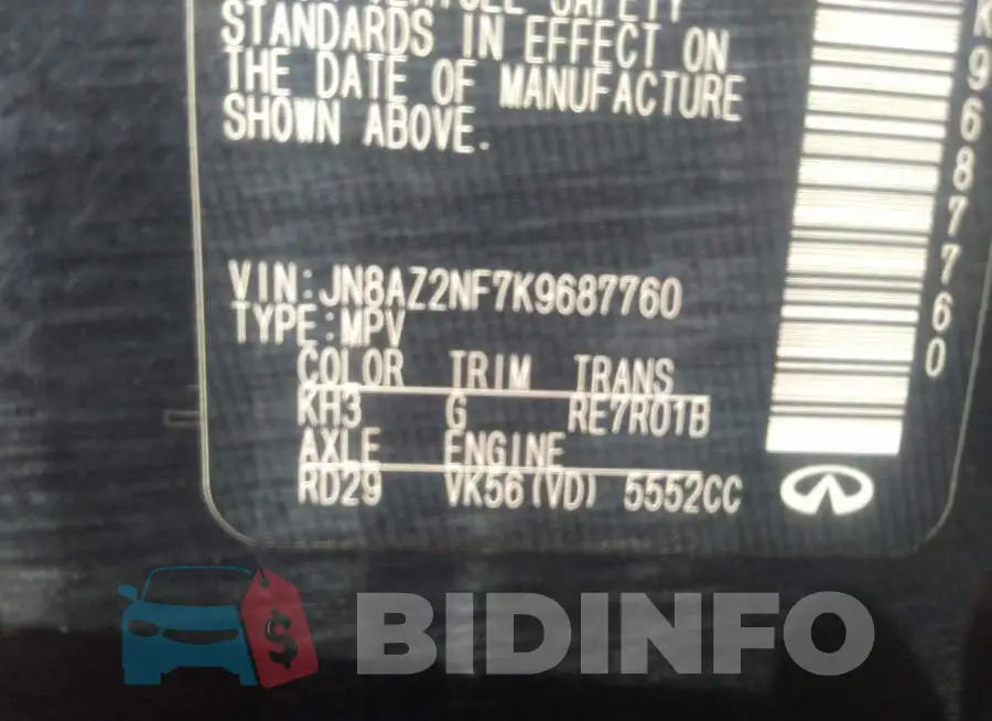 JN8AZ2NF7K9687760 Photo# 9