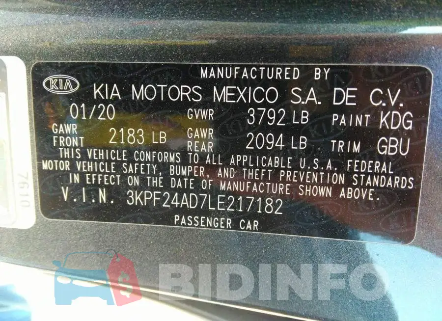 3KPF24AD7LE217182 Photo# 9
