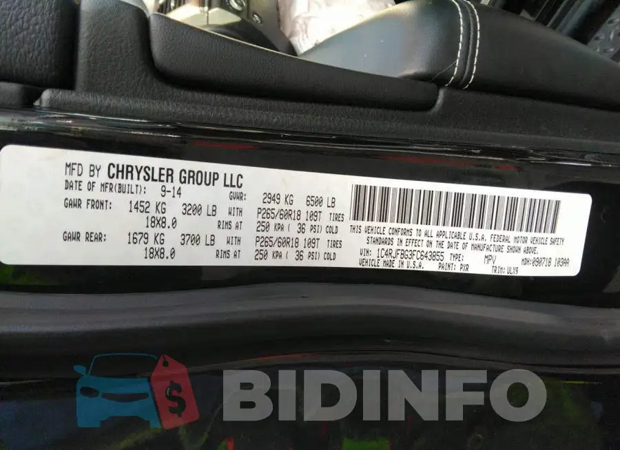 1C4RJFBG3FC643855 Photo# 9