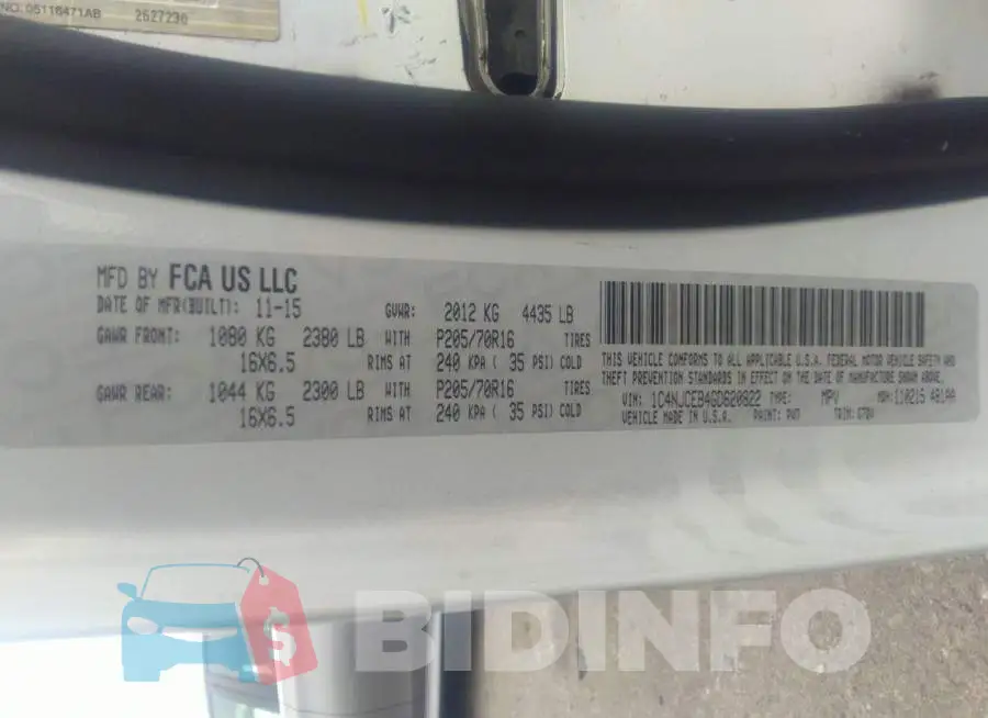 1C4NJCEB4GD620822 Photo# 9