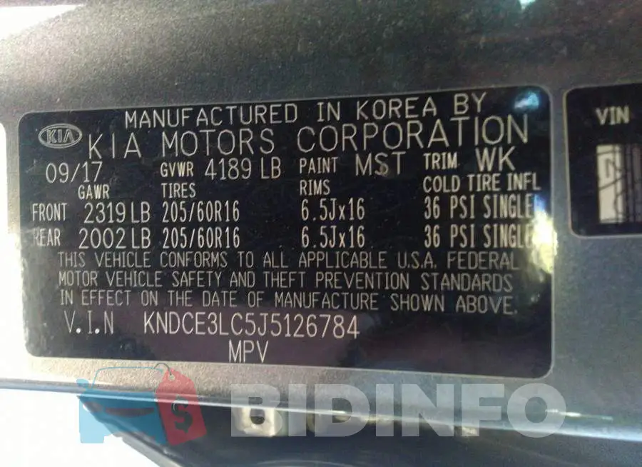 KNDCE3LC5J5126784 Photo# 9