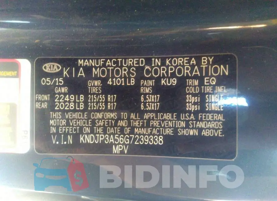 KNDJP3A56G7239338 Photo# 9