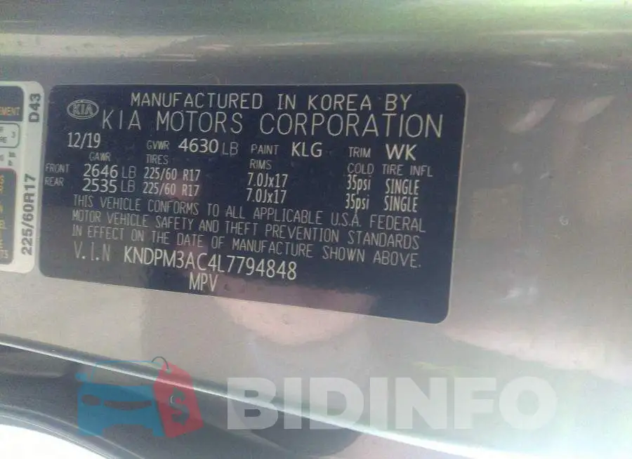 KNDPM3AC4L7794848 Photo# 9