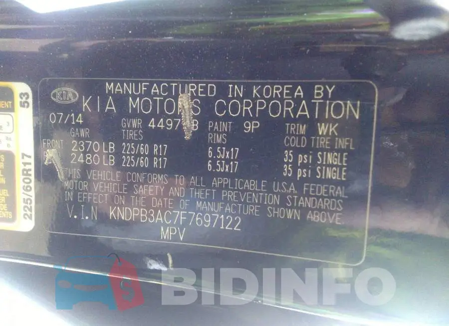 KNDPB3AC7F7697122 Photo# 9