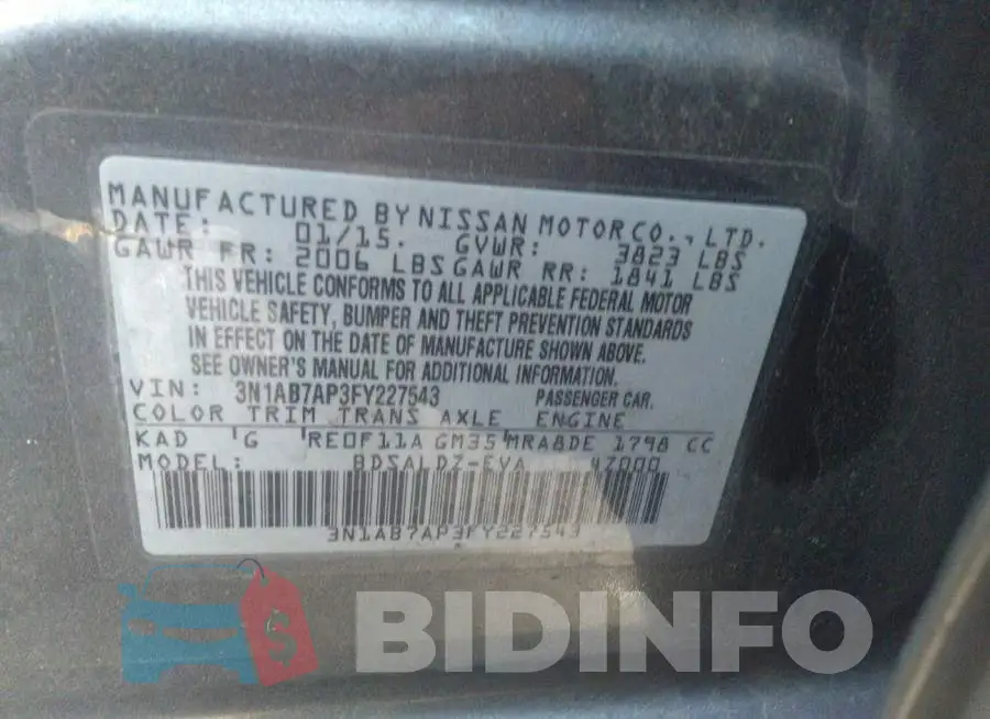 3N1AB7AP3FY227543 Photo# 9