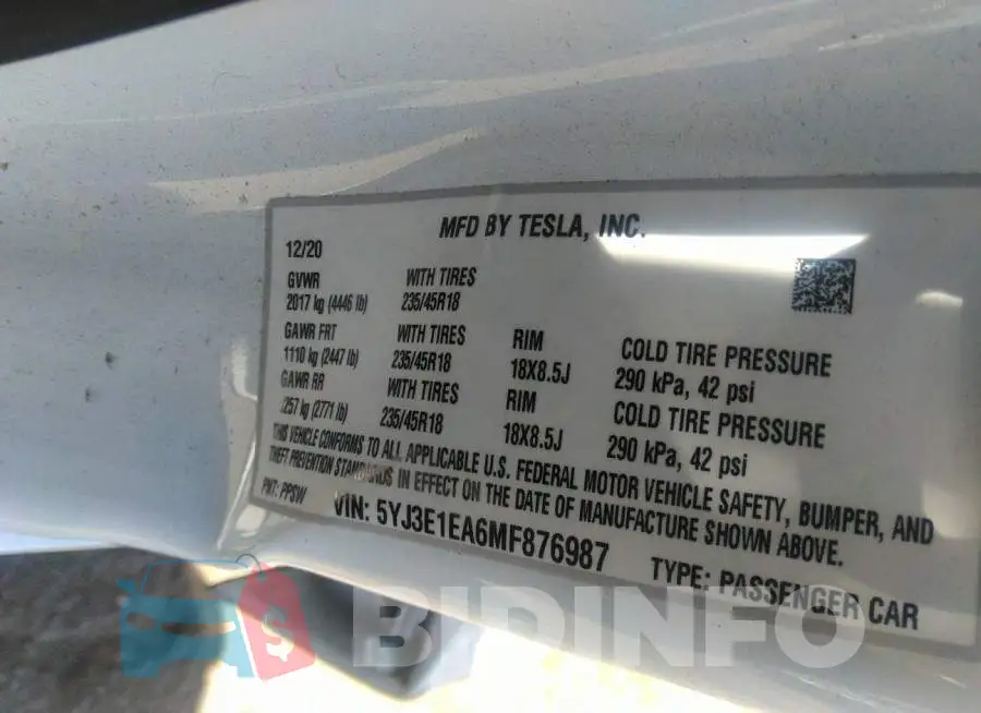 5YJ3E1EA6MF876987 Photo# 9