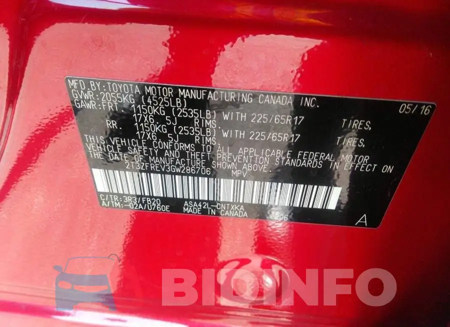 2T3ZFREV3GW286706 Photo# 9