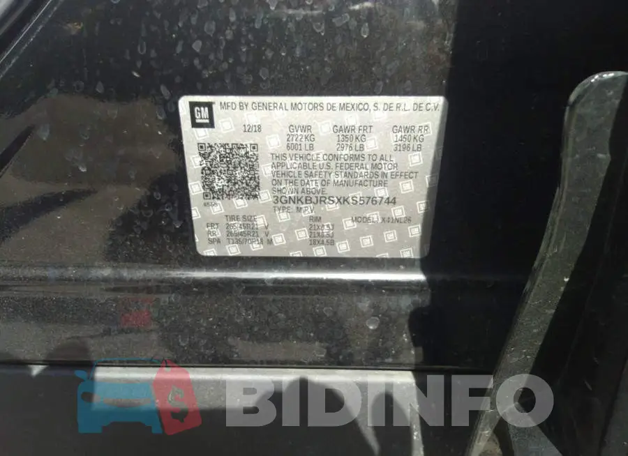 3GNKBJRSXKS576744 Photo# 9