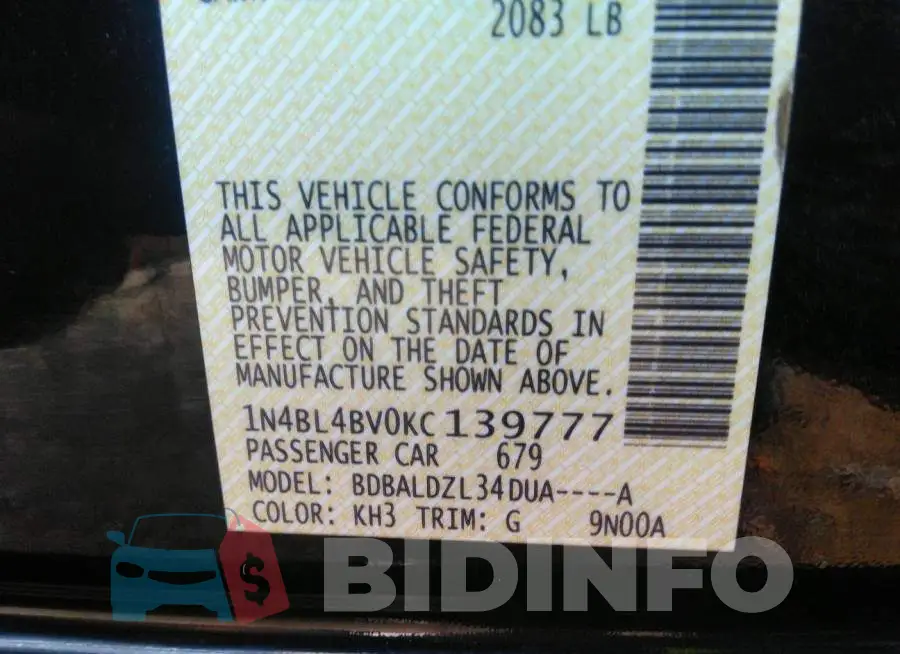 1N4BL4BV0KC139777 Photo# 9