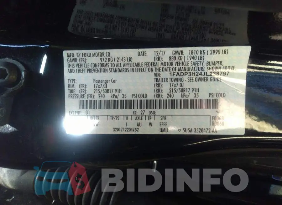 1FADP3H24JL238797 Photo# 9