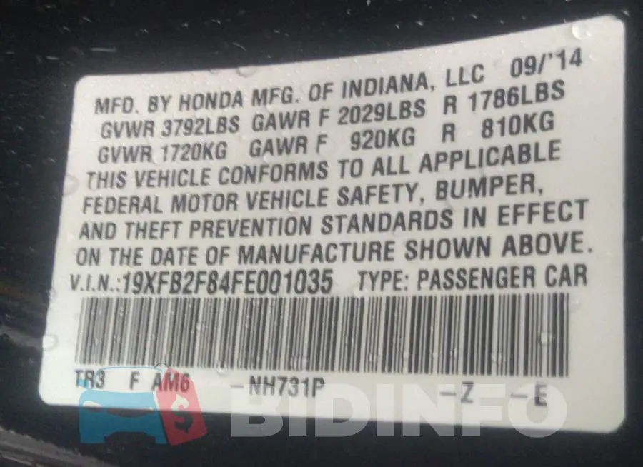 19XFB2F84FE001035 Photo# 9
