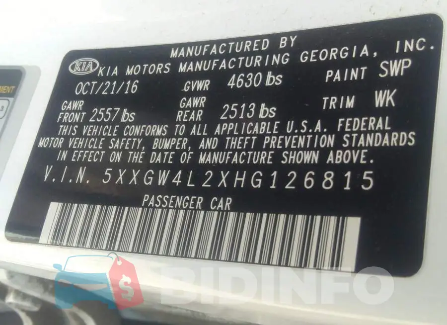 5XXGW4L2XHG126815 Photo# 9