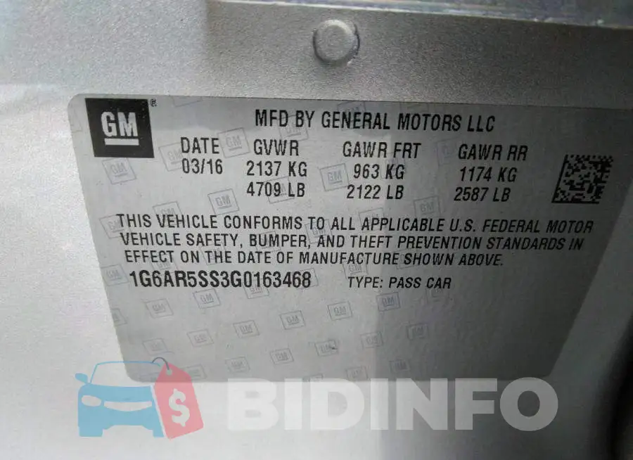 1G6AR5SS3G0163468 Photo# 9