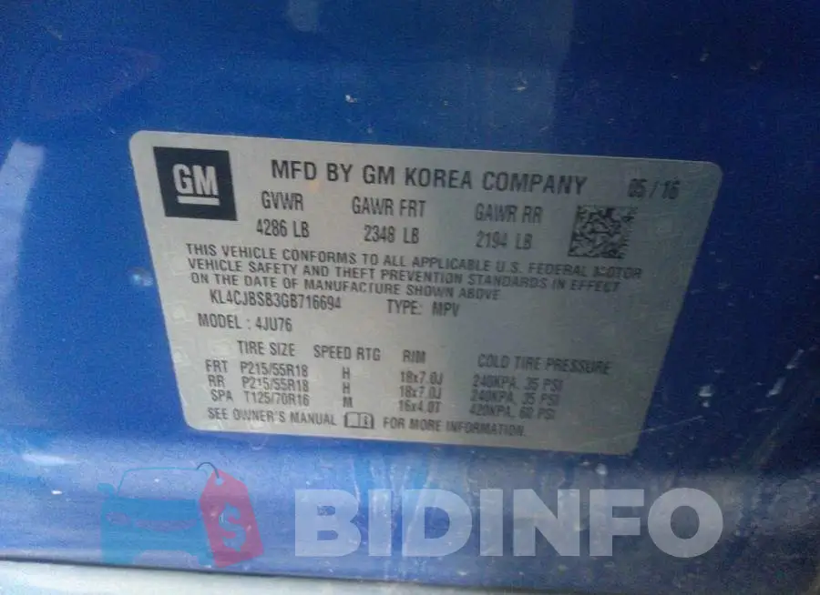 KL4CJBSB3GB716694 Photo# 9