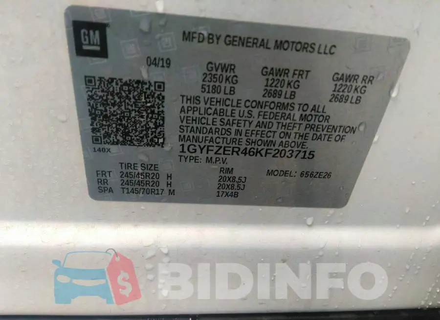 1GYFZER46KF203715 Photo# 9