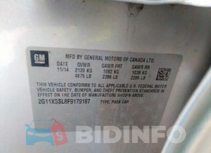 2G11X5SL8F9179187 Photo# 9