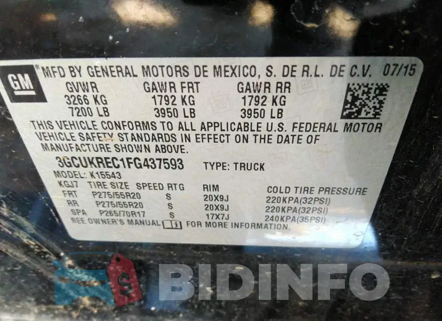 3GCUKREC1FG437593 Photo# 9