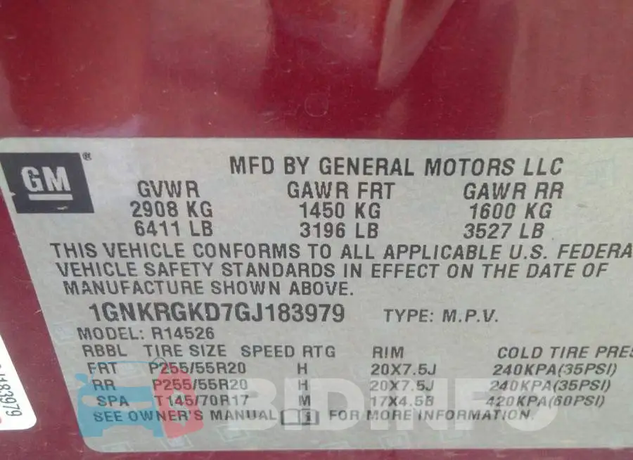 1GNKRGKD7GJ183979 Photo# 9