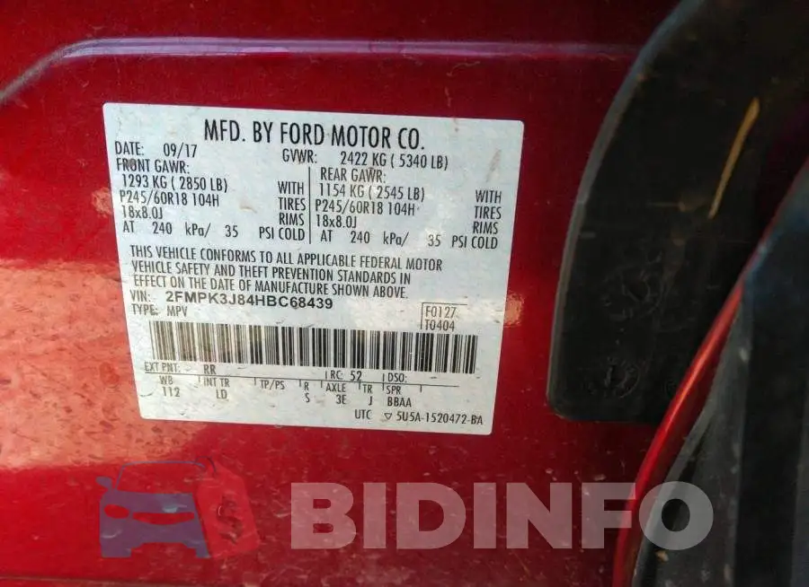 2FMPK3J84HBC68439 Photo# 9