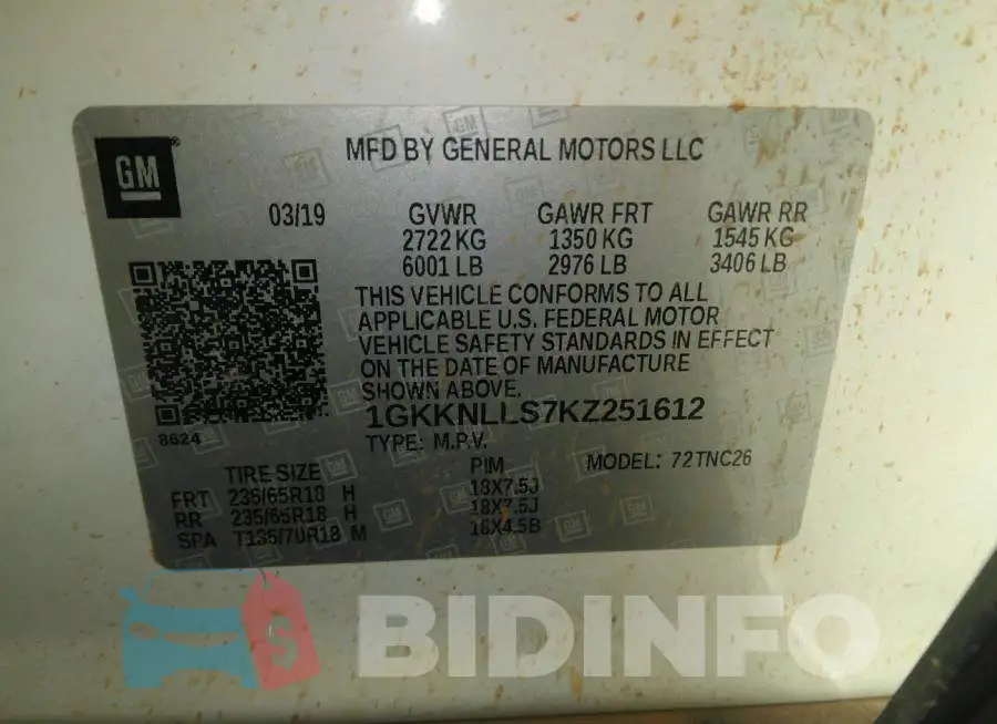 1GKKNLLS7KZ251612 Photo# 9