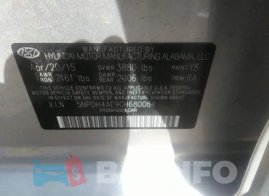 5NPDH4AE9GH680084 Photo# 9