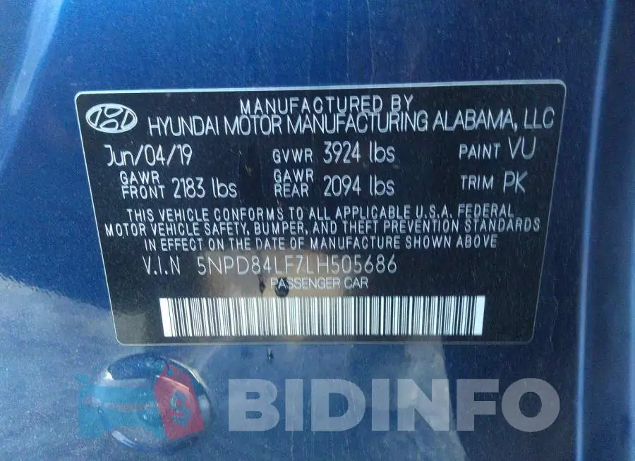 5NPD84LF7LH505686 Photo# 9