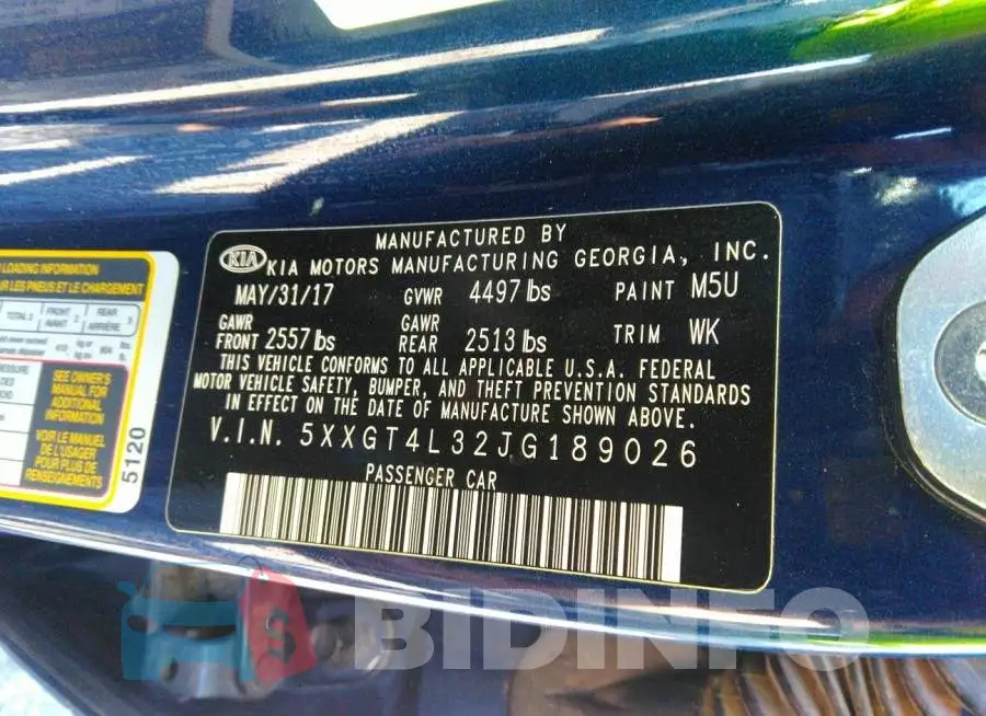 5XXGT4L32JG189026 Photo# 9