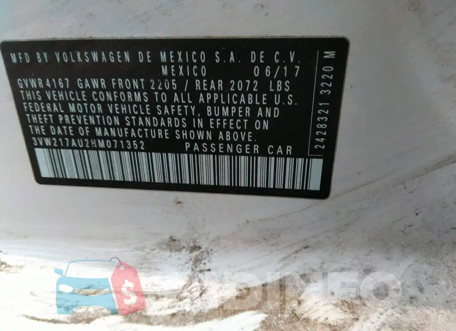 3VW217AU2HM071352 Photo# 9