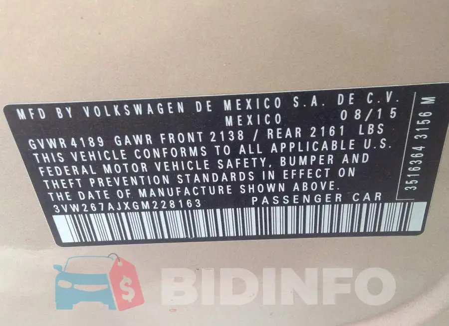 3VW267AJXGM228163 Photo# 9