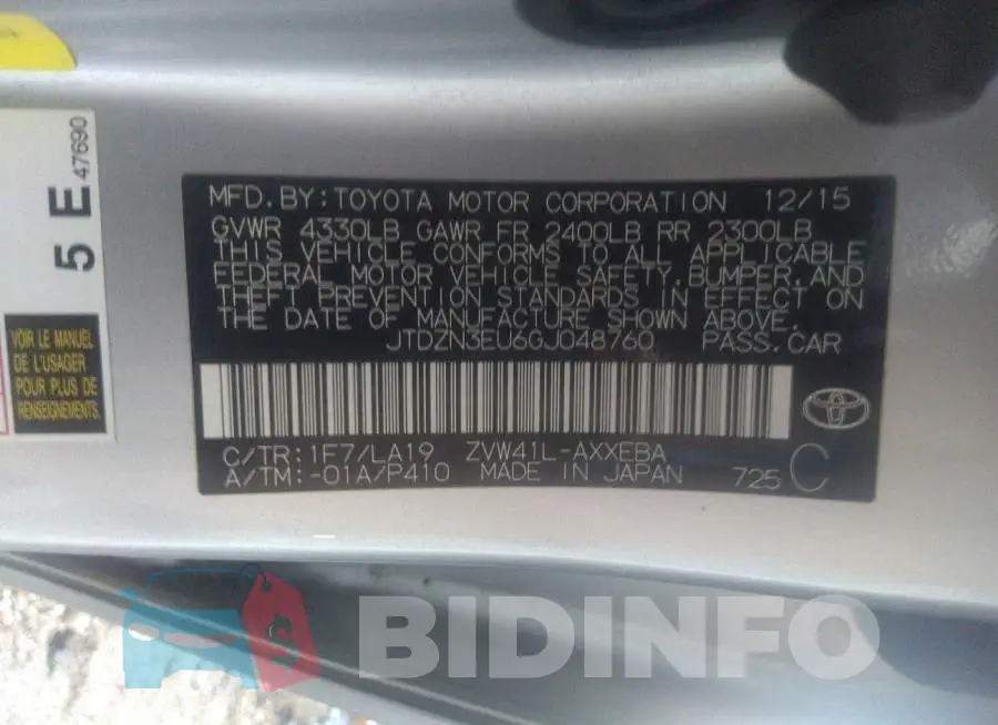 JTDZN3EU6GJ048760 Photo# 9