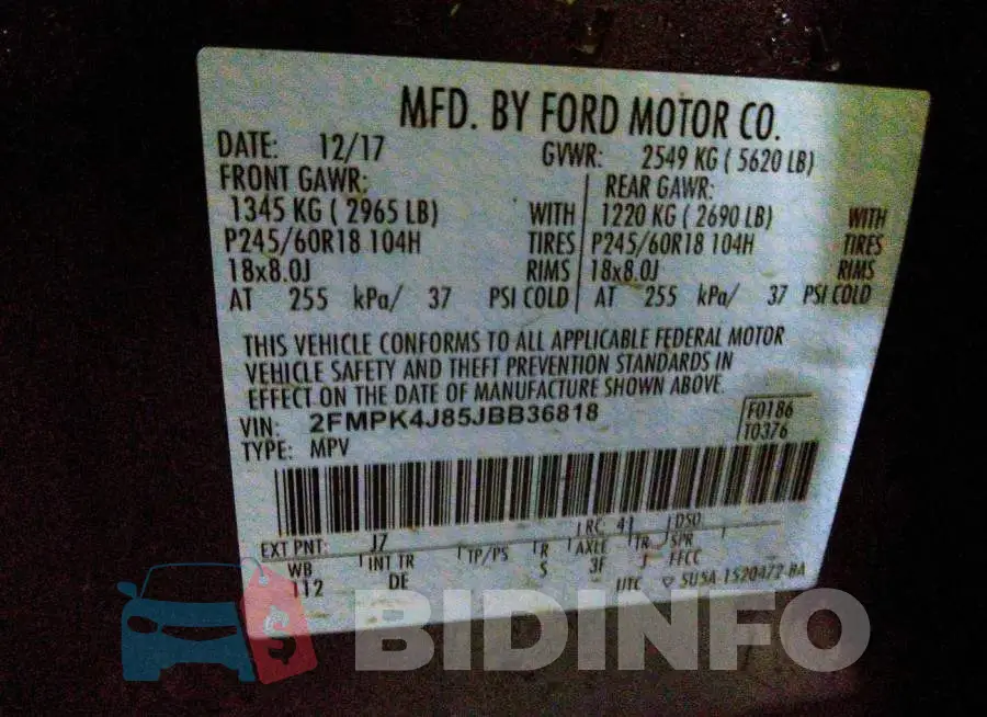 2FMPK4J85JBB36818 Photo# 9