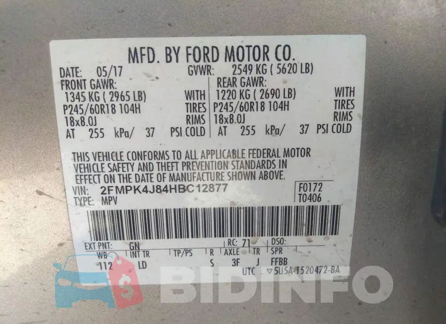 2FMPK4J84HBC12877 Photo# 9