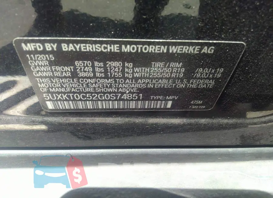 5UXKT0C52G0S74851 Photo# 9