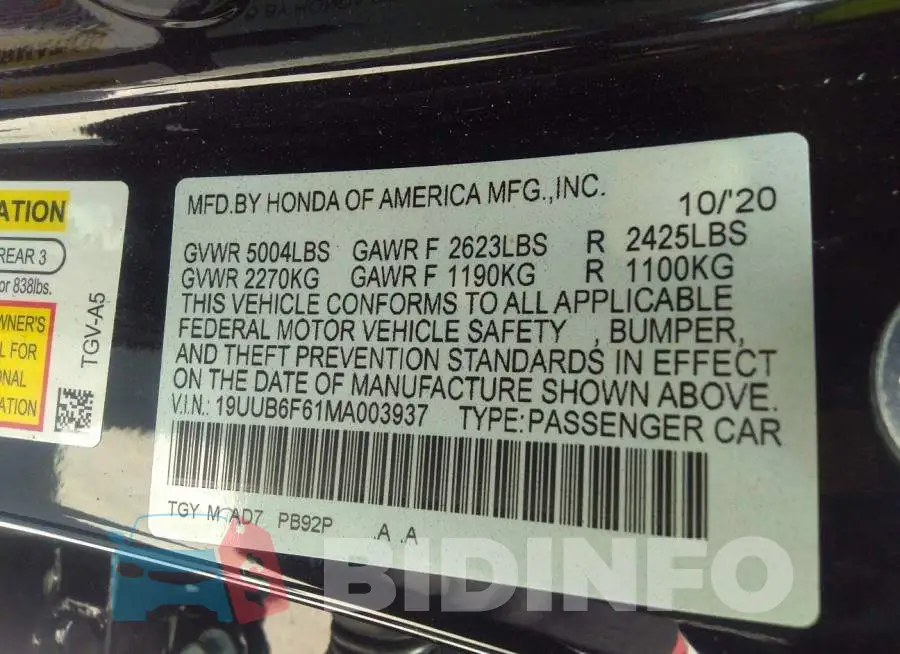 19UUB6F61MA003937 Photo# 9