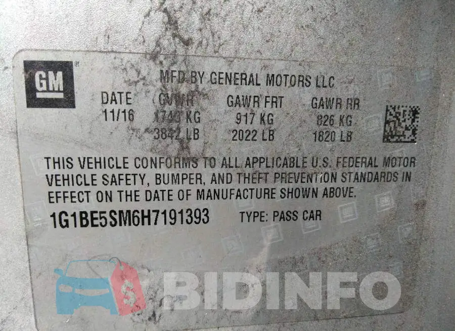 1G1BE5SM6H7191393 Photo# 9