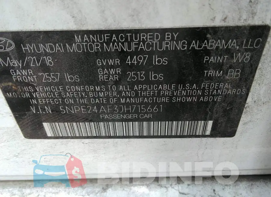 5NPE24AF3JH715661 Photo# 9