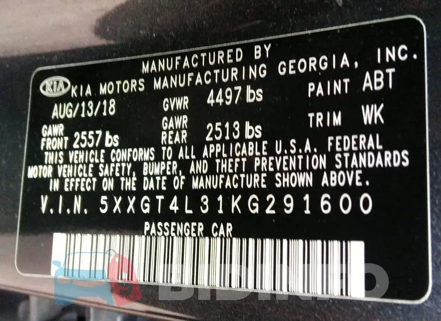 5XXGT4L31KG291600 Photo# 9