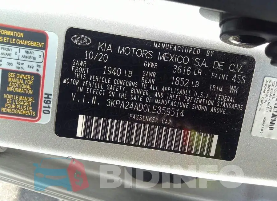 3KPA24AD0LE359514 Photo# 9