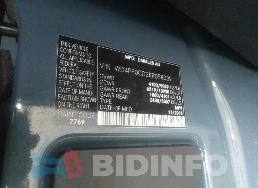 WD4PF0CD2KP058039 Photo# 9