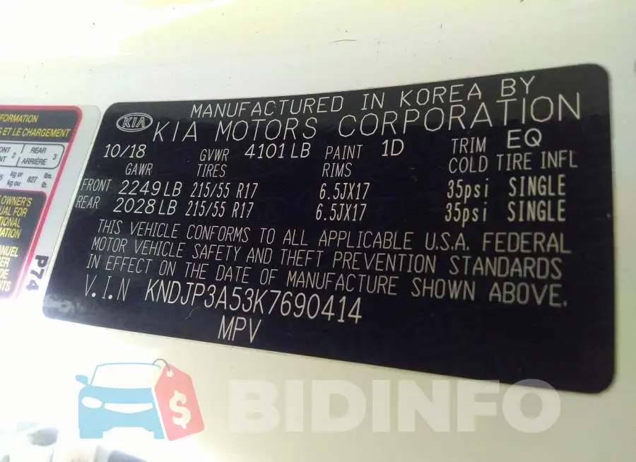 KNDJP3A53K7690414 Photo# 9