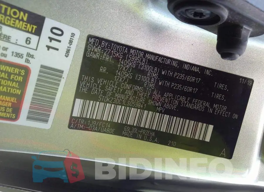 5TDKZ3DC1LS059841 Photo# 9