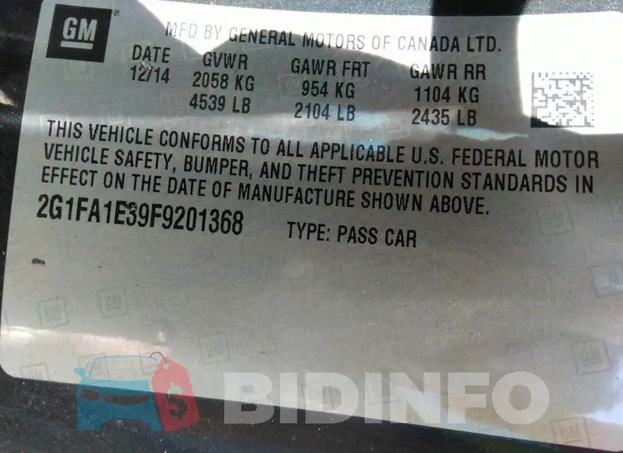 2G1FA1E39F9201368 Photo# 9